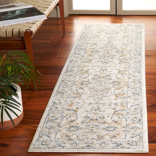 Safavieh Avalon Elegant Rectangle Area Rug With Timeless Floral Design In Ivory And Light Blue Hues Ivory ,Blue Gold Polyester Ava220b-5