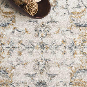 Safavieh Avalon Elegant Rectangle Area Rug With Timeless Floral Design In Ivory And Light Blue Hues Ivory ,Blue Gold Polyester Ava220b-5