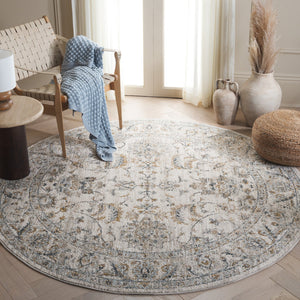 Safavieh Avalon Elegant Rectangle Area Rug With Timeless Floral Design In Ivory And Light Blue Hues Ivory ,Blue Gold Polyester Ava220b-5