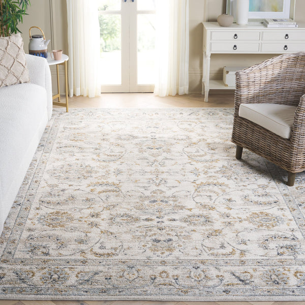 Safavieh Avalon Elegant Rectangle Area Rug With Timeless Floral Design In Ivory And Light Blue Hues Ivory ,Blue Gold Polyester Ava220b-5