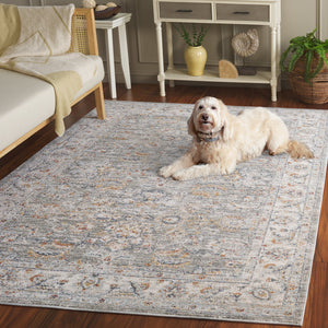 Safavieh Avalon Elegant Rectangle Area Rug With Timeless Floral Design In Ivory And Light Blue Hues Grey ,Light Blue Polyester Ava220f-5