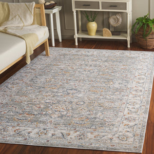 Safavieh Avalon Elegant Rectangle Area Rug With Timeless Floral Design In Ivory And Light Blue Hues Grey ,Light Blue Polyester Ava220f-5