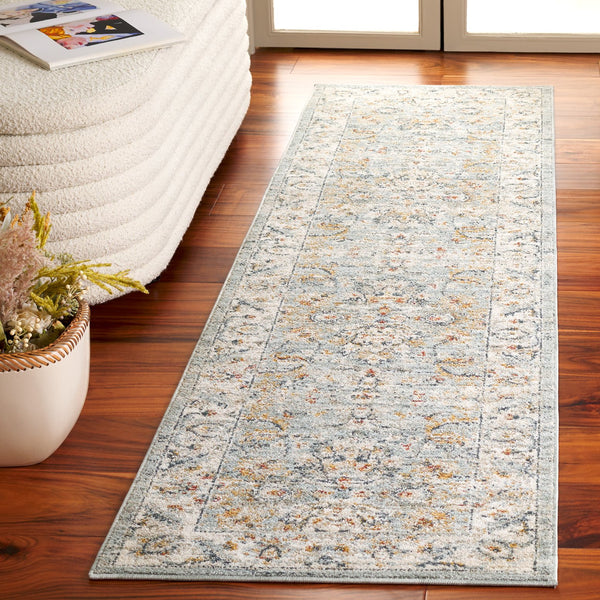 Safavieh Avalon Elegant Rectangle Area Rug With Timeless Floral Design In Ivory And Light Blue Hues Light Blue ,Ivory Polyester Ava220k-8
