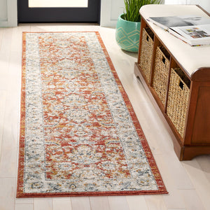 Safavieh Avalon Elegant Rectangle Area Rug With Timeless Floral Design In Ivory And Light Blue Hues Rust ,Ivory Polyester Ava220p-7sq