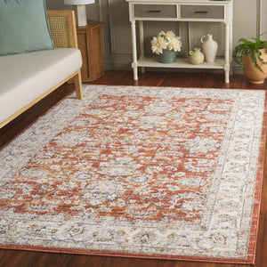 Safavieh Avalon Elegant Rectangle Area Rug With Timeless Floral Design In Ivory And Light Blue Hues Rust ,Ivory Polyester Ava220p-7sq