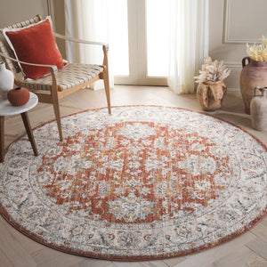 Safavieh Avalon Elegant Rectangle Area Rug With Timeless Floral Design In Ivory And Light Blue Hues Rust ,Ivory Polyester Ava220p-7sq