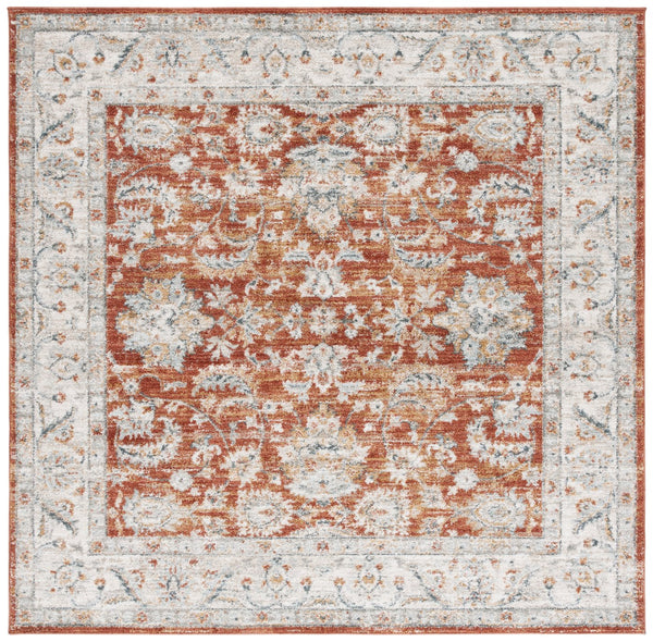 Safavieh Avalon Elegant Rectangle Area Rug With Timeless Floral Design In Ivory And Light Blue Hues Rust ,Ivory Polyester Ava220p-7sq