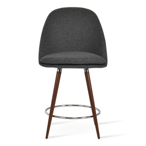 Soho Concept Avanos Stylish Barstools & Counterstools - Durable Camira Blazer Wool, 10-year Guarantee, Walnut Finish Walnut,Chrome,Dark Grey  Soho-concept-dining-chair-07444