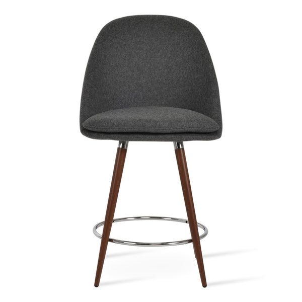 Soho Concept Avanos Stylish Barstools & Counterstools - Durable Camira Blazer Wool, 10-year Guarantee, Walnut Finish Walnut,Chrome,Dark Grey  Soho-concept-dining-chair-07444