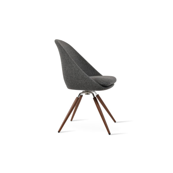 Soho Concept Avanos Carrot Swivel Chair - Elegant Wool Upholstery, Sturdy Metal Base, 10-year Guarantee, Black & More Dark Grey,Walnut Swivel. Solid Metal Top Part Connected To Four Tubular Legs Soho-concept-dining-chair-00882