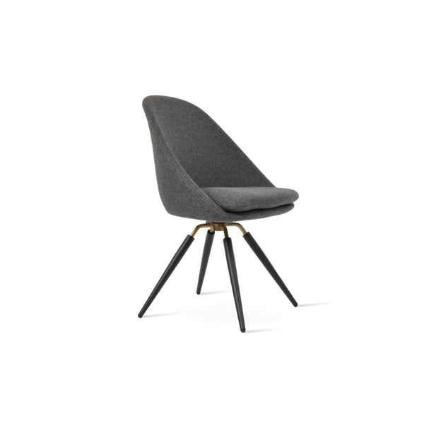 Soho Concept Avanos Carrot Swivel Chair - Elegant Wool Upholstery, Sturdy Metal Base, 10-year Guarantee, Black & More Dark Grey,Black,Brass Swivel. Solid Metal Top Part Connected To Four Tubular Legs Soho-concept-dining-chair-00881