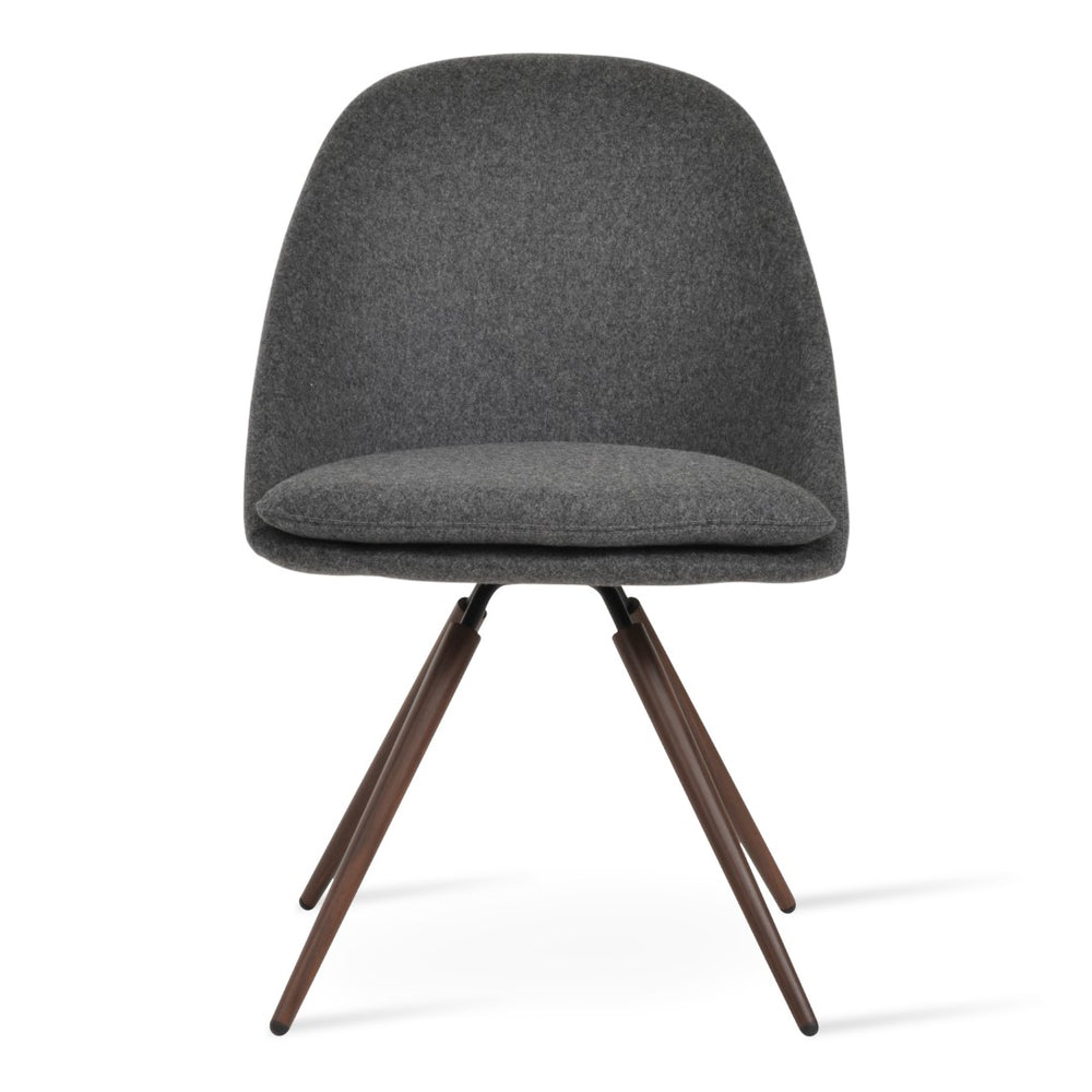 Soho Concept Avanos Carrot Swivel Chair - Elegant Wool Upholstery, Sturdy Metal Base, 10-year Guarantee, Black & More Walnut,Dark Grey Swivel. Solid Metal Top Part Connected To Four Tubular Legs Soho-concept-dining-chair-00886