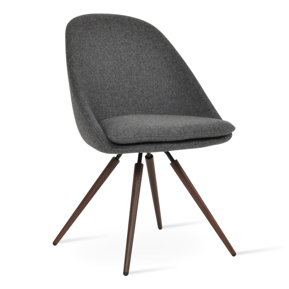 Soho Concept Avanos Carrot Swivel Chair - Elegant Wool Upholstery, Sturdy Metal Base, 10-year Guarantee, Black & More Walnut,Dark Grey Swivel. Solid Metal Top Part Connected To Four Tubular Legs Soho-concept-dining-chair-00886