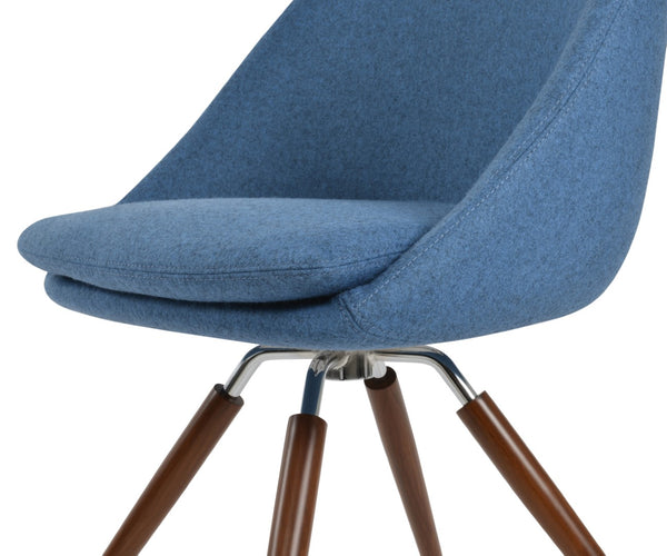 Soho Concept Avanos Carrot Swivel Chair - Elegant Wool Upholstery, Sturdy Metal Base, 10-year Guarantee, Black & More Walnut,Chrome,Blue Swivel. Solid Metal Top Part Connected To Four Tubular Legs Soho-concept-dining-chair-00877