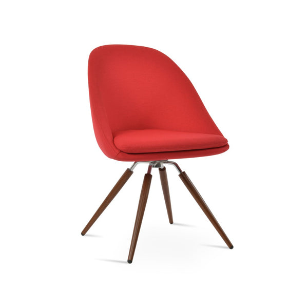 Soho Concept Avanos Carrot Swivel Chair - Stylish Dining Option With Metal Base & Premium Fabric Choices, 10-year Guarantee Walnut,Chrome,Red Swivel. Solid Metal Top Part Connected To Four Tubular Legs Soho-concept-dining-chair-00878