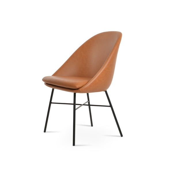 Soho Concept Avanos Cross Chair - Stylish Leatherette Dining Chair With Steel Base, 2-year Warranty, Soft Black Black  Soho-concept-dining-chair-00893