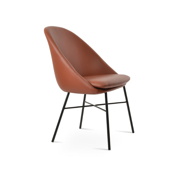 Soho Concept Avanos Cross Chair - Stylish Leatherette Dining Chair With Steel Base, 2-year Warranty, Soft Black Black  Soho-concept-dining-chair-00894