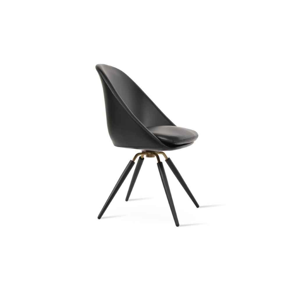 Soho Concept Avanos Carrot Swivel Chair - Stylish Leatherette Dining Chair With Solid Base & 2-year Guarantee Black,Brass Swivel. Solid Metal Top Part Connected To Four Tubular Legs Soho-concept-dining-chair-00902