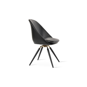 Soho Concept Avanos Carrot Swivel Chair - Stylish Leatherette Dining Chair With Solid Base & 2-year Guarantee Black,Brass Swivel. Solid Metal Top Part Connected To Four Tubular Legs Soho-concept-dining-chair-00902