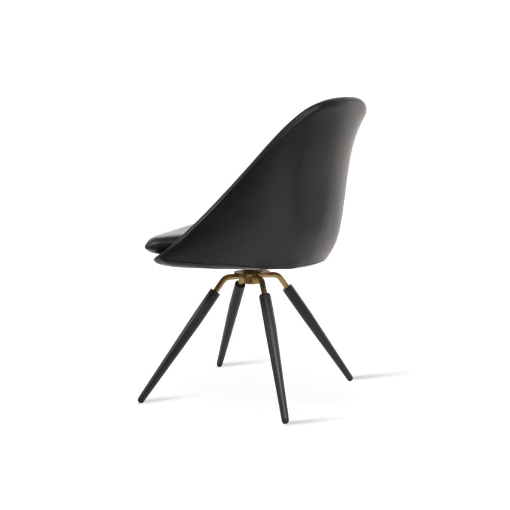 Soho Concept Avanos Carrot Swivel Chair - Stylish Leatherette Dining Chair With Solid Base & 2-year Guarantee Black,Brass Swivel. Solid Metal Top Part Connected To Four Tubular Legs Soho-concept-dining-chair-00902