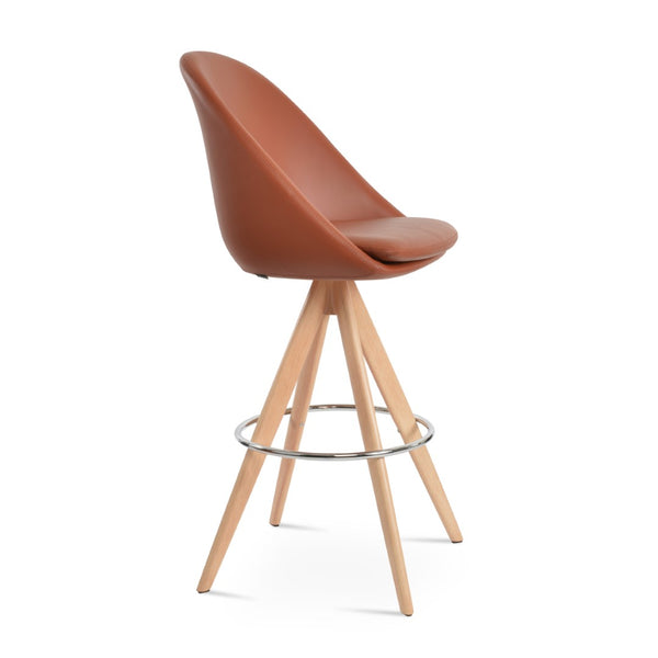Soho Concept Avanos Pyramid Swivel Barstools & Counterstools - Elegant Leatherette With Solid Wood Base Options! Natural  Soho-concept-dining-chair-10564