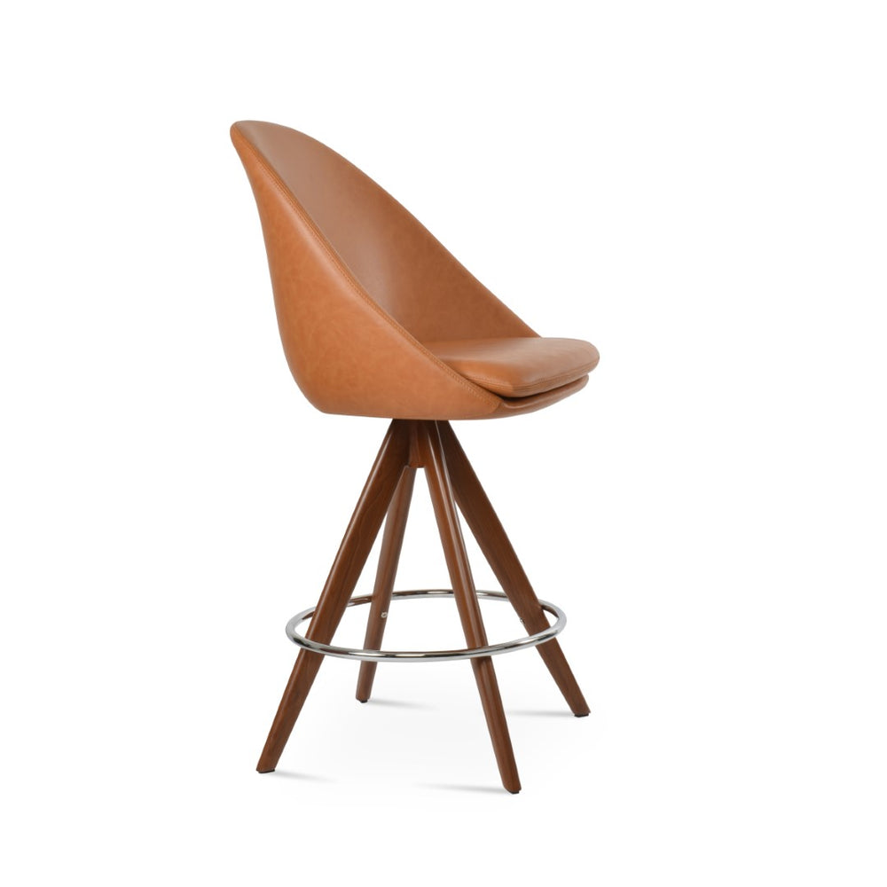 Soho Concept Avanos Pyramid Swivel Barstools & Counterstools - Elegant Leatherette With Solid Wood Base Options! Walnut  Soho-concept-dining-chair-10563