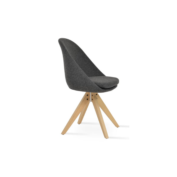 Soho Concept Avanos Pyramid Wood Swivel Dining Chair - Durable Camira Blazer Wool Fabric & 10-year Guarantee Dark Grey  Soho-concept-dining-chair-00950