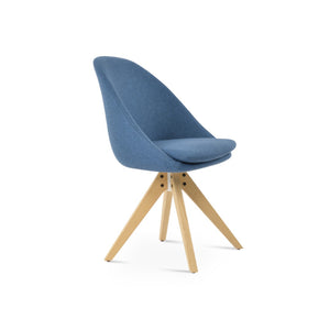 Soho Concept Avanos Pyramid Wood Swivel Dining Chair - Durable Camira Blazer Wool Fabric & 10-year Guarantee Natural,Blue  Soho-concept-dining-chair-00952