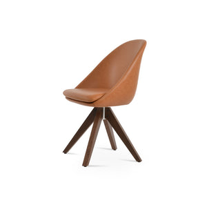 Soho Concept Avanos Pyramid Wood Swivel Dining Chair - Durable Leatherette Seating With 2-year Warranty & Style Walnut  Soho-concept-dining-chair-00954