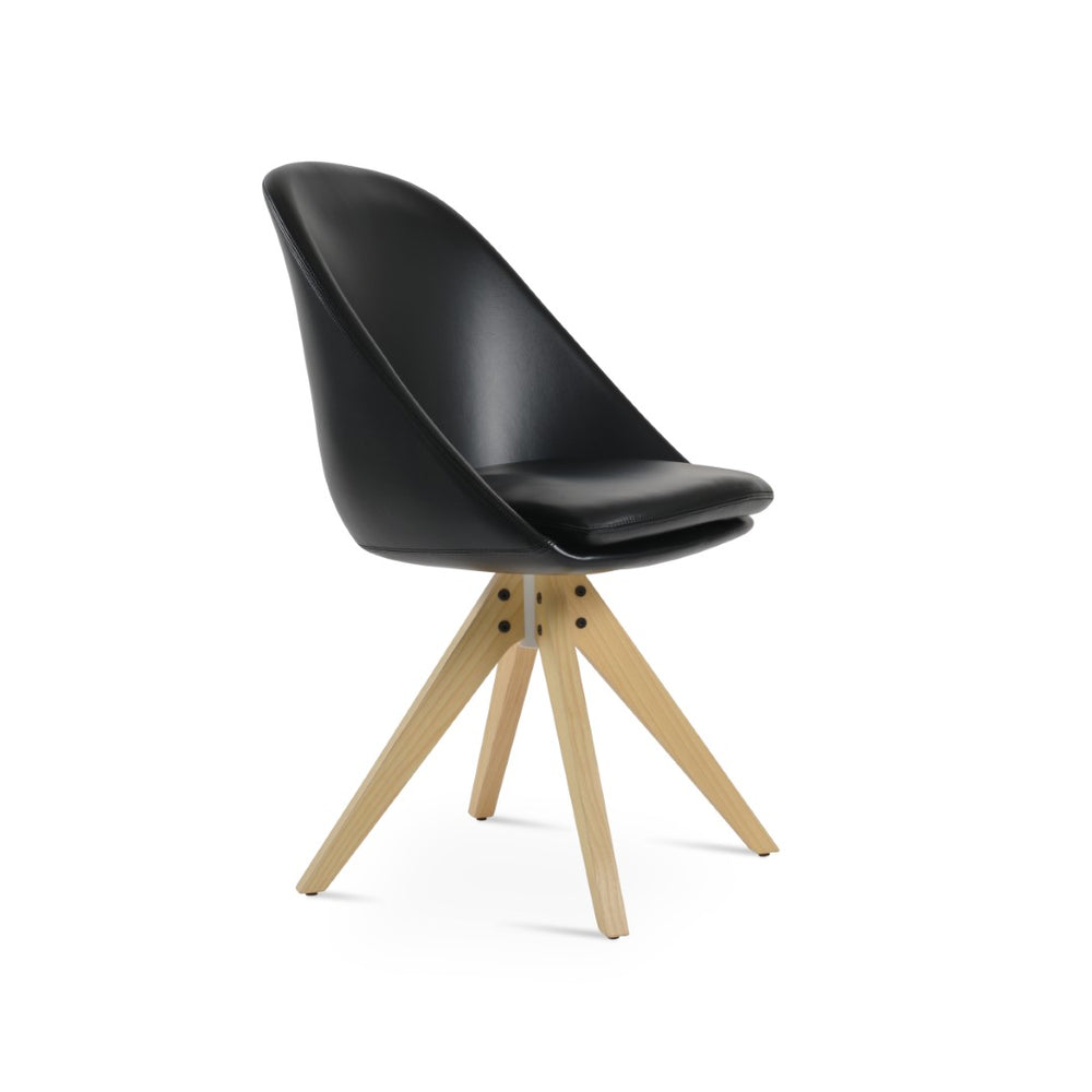 Soho Concept Avanos Pyramid Wood Swivel Dining Chair - Elegant Upholstered Options With 10-year Guarantee, 350 Lbs Capacity Natural,Black  Soho-concept-dining-chair-00947