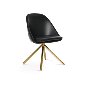 Soho Concept Avanos Stick Swivel Chair - Stylish Leatherette Dining Seat With Steel Base, 2-year Guarantee, 300 Lbs Gold,Black Steel Tube Soho-concept-dining-chair-01025