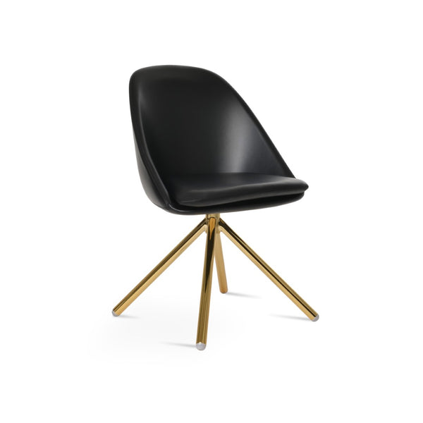 Soho Concept Avanos Stick Swivel Chair - Stylish Leatherette Dining Seat With Steel Base, 2-year Guarantee, 300 Lbs Gold,Black Steel Tube Soho-concept-dining-chair-01025
