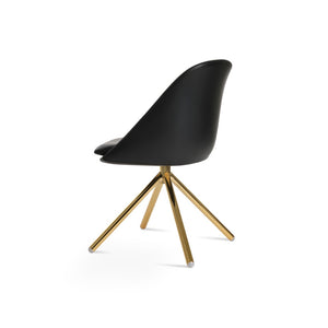 Soho Concept Avanos Stick Swivel Chair - Stylish Leatherette Dining Seat With Steel Base, 2-year Guarantee, 300 Lbs Gold,Black Steel Tube Soho-concept-dining-chair-01025