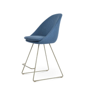 Soho Concept Avanos Wire Stool - Stylish Bar & Counter Seating In Durable Boucle Wool Fabric With 10-year Warranty Blue  Soho-concept-dining-chair-10493