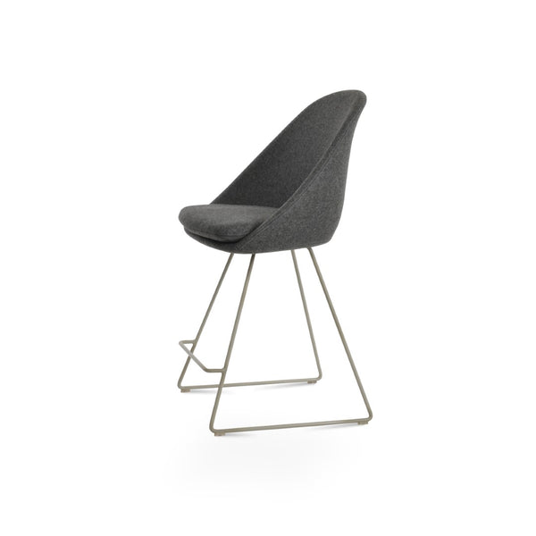 Soho Concept Avanos Wire Stool - Stylish Bar & Counter Seating In Durable Boucle Wool Fabric With 10-year Warranty Dark Grey  Soho-concept-dining-chair-10490