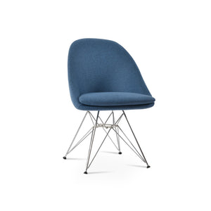 Soho Concept Avanos Ana Chair - Stylish Dining Chair In Camira Blazer Wool, 10-year Guarantee, Chrome Base Chrome,Blue  Soho-concept-dining-chair-00838