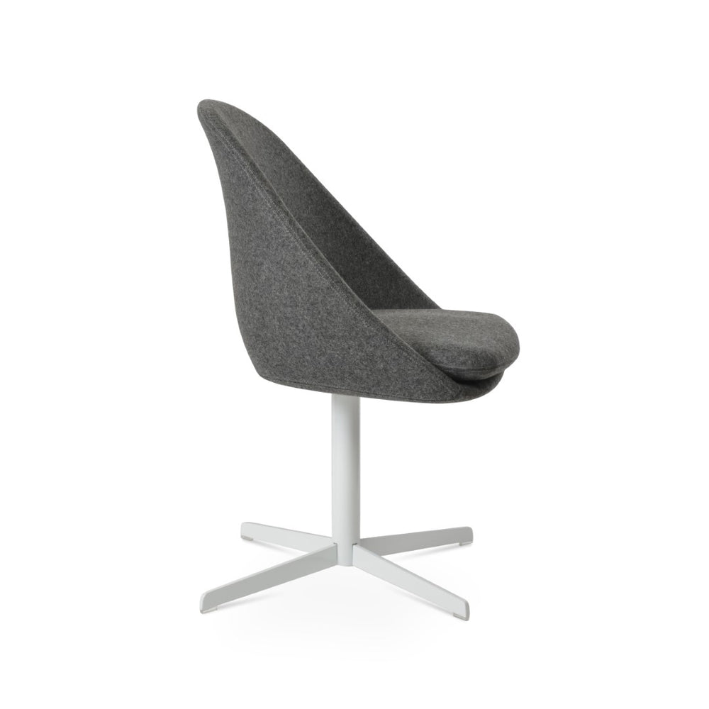 Soho Concept Avanos 4 Star Lounge Swivel Dining Chair - Stylish Wool Upholstery, 10-year Guarantee, Modern Design White,Dark Grey  Soho-concept-dining-chair-00842