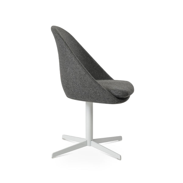 Soho Concept Avanos 4 Star Lounge Swivel Dining Chair - Stylish Wool Upholstery, 10-year Guarantee, Modern Design White,Dark Grey  Soho-concept-dining-chair-00842