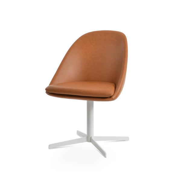 Soho Concept Avanos 4 Star Lounge Swivel Dining Chair - Soft White Leatherette, 350 Lbs Capacity, 2-year Warranty White  Soho-concept-dining-chair-00843