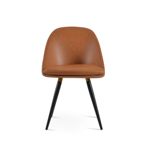 Soho Concept Avanos Ana Chair - Stylish Leatherette Dining Chair With Chrome Footrest And 2-year Guarantee, Black Black,Brass  Soho-concept-dining-chair-00864