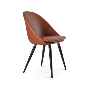 Soho Concept Avanos Ana Chair - Stylish Leatherette Dining Chair With Chrome Footrest And 2-year Guarantee, Black Black,Brass  Soho-concept-dining-chair-00865