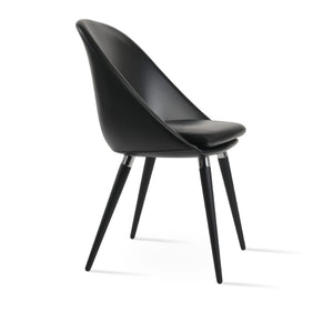 Soho Concept Avanos Ana Chair - Stylish Leatherette Dining Chair With Chrome Footrest And 2-year Guarantee, Black Black,Chrome  Soho-concept-dining-chair-00860