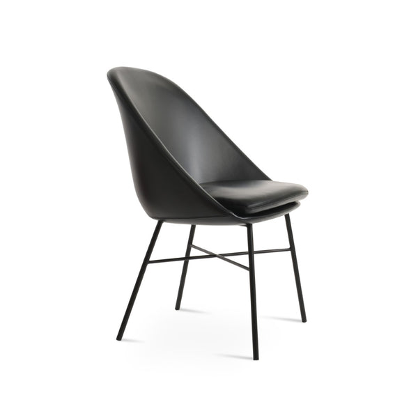 Soho Concept Avanos Cross Chair - Stylish Leatherette Dining Chair With Steel Base, 2-year Warranty, Soft Black Black  Soho-concept-dining-chair-00892