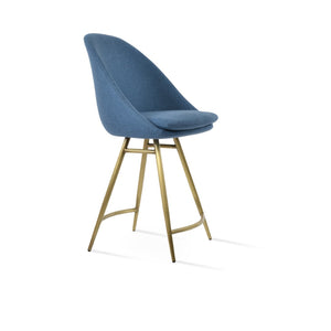 Soho Concept Avanos Galata Barstools & Counterstools - Durable Wool Upholstery, Modern Design, 10-year Guarantee Brass,Blue Steel Tubular Legs Soho-concept-dining-chair-10504