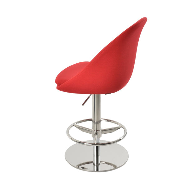 Soho Concept Avanos Piston Stool With Full Footrest – Stylish Barstool In Diverse Fabrics & Durable Steel Base Red  Soho-concept-dining-chair-10510