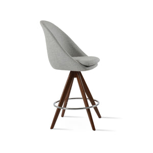 Soho Concept Avanos Pyramid Barstools & Counterstools - Premium Wool Fabric, Solid Wood Base, 10-year Guarantee! Walnut,Silver  Soho-concept-dining-chair-10520