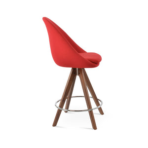 Soho Concept Avanos Swivel Barstools & Counterstools - Premium Upholstery, Solid Wood, 10-year Guarantee, Stylish Comfort Walnut,Red  Soho-concept-dining-chair-10521