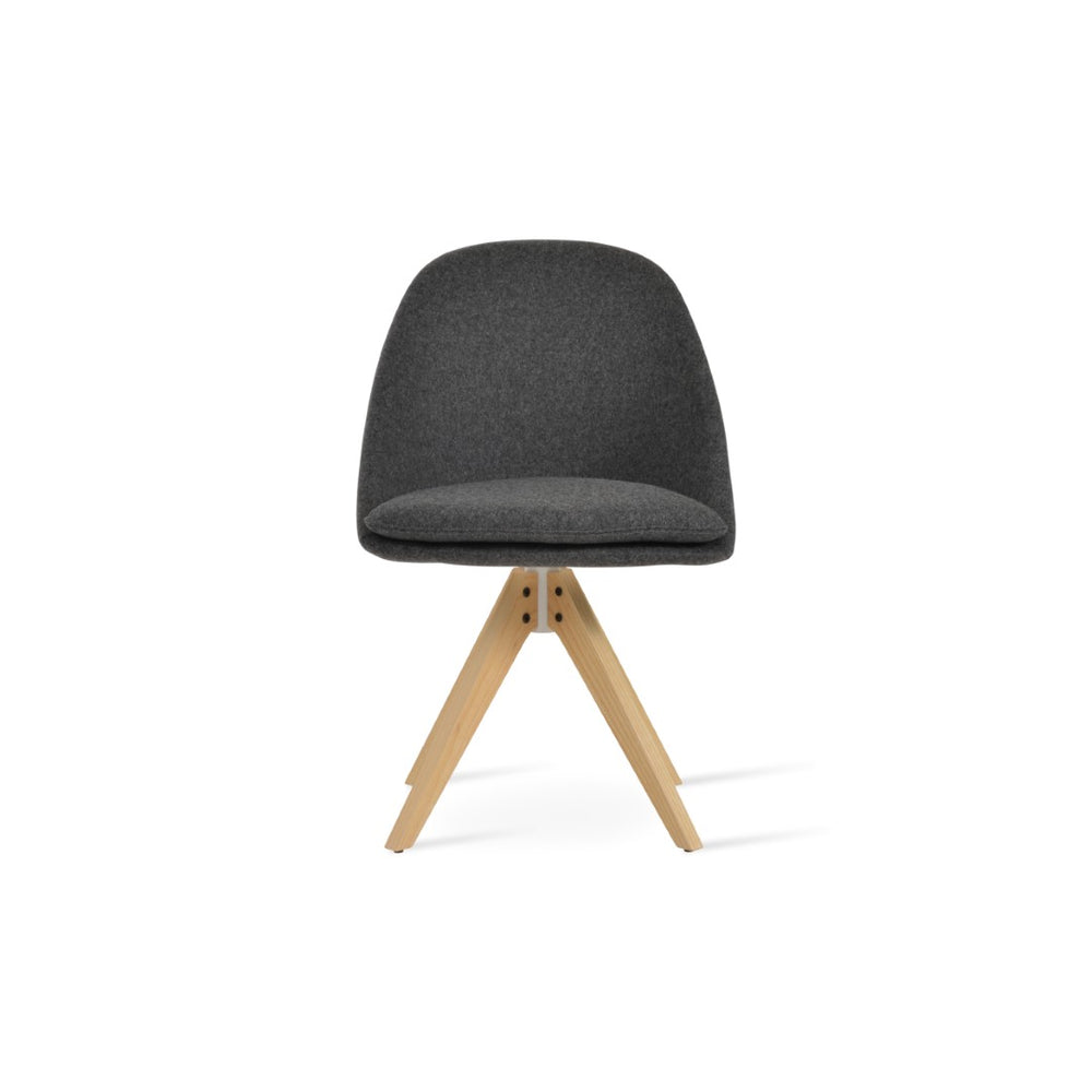 Soho Concept Avanos Pyramid Wood Swivel Dining Chair - Durable Camira Blazer Wool Fabric & 10-year Guarantee Dark Grey  Soho-concept-dining-chair-00950