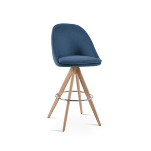 Soho Concept Avanos Pyramid Barstools & Counterstools - Premium Wool Fabric, Solid Wood Base, 10-year Guarantee! Natural,Blue  Soho-concept-dining-chair-10517