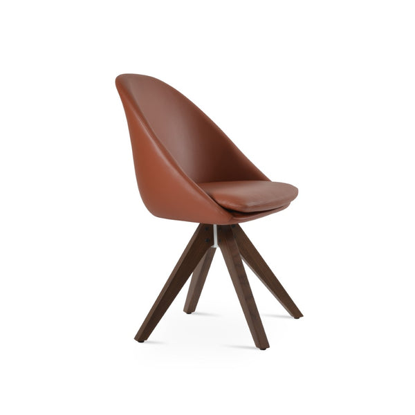 Soho Concept Avanos Pyramid Wood Swivel Dining Chair - Durable Leatherette Seating With 2-year Warranty & Style Walnut  Soho-concept-dining-chair-00949